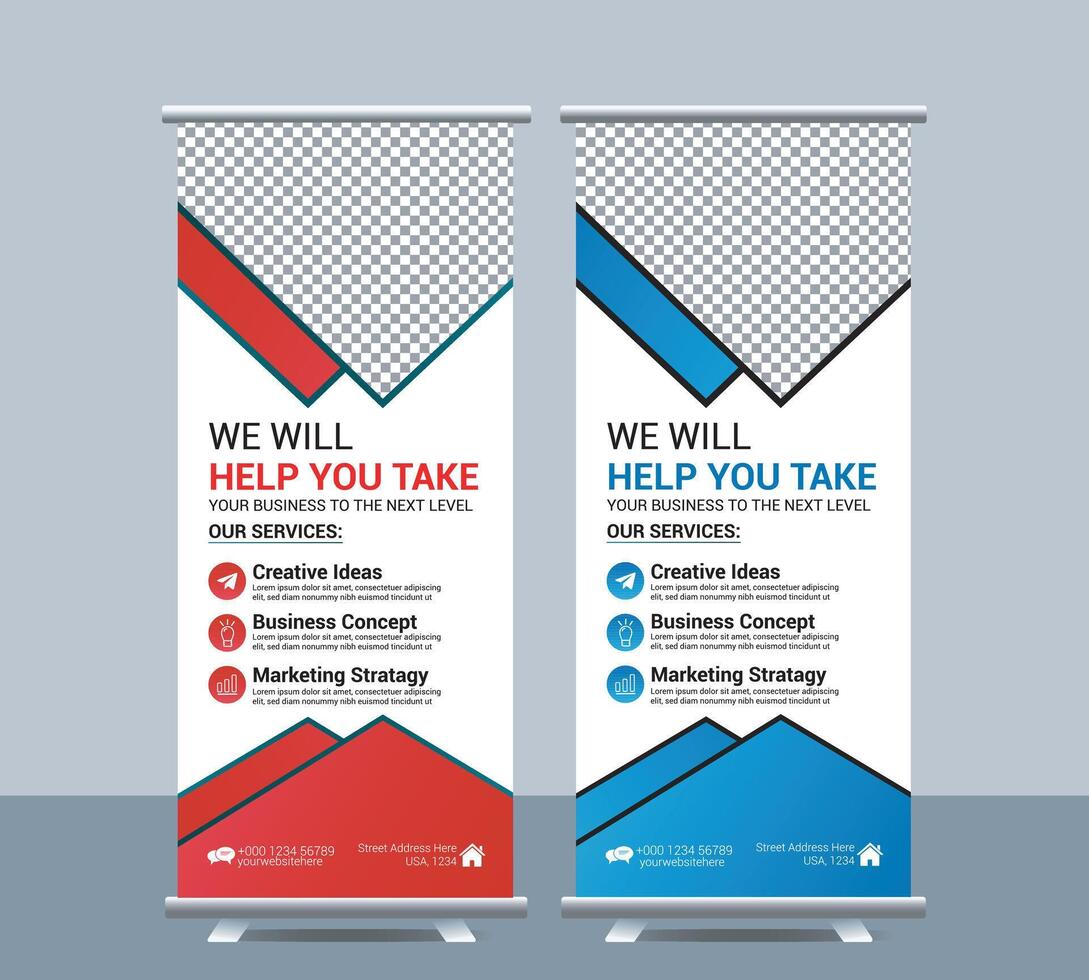 Abstract roll up display standee for presentation purpose vector