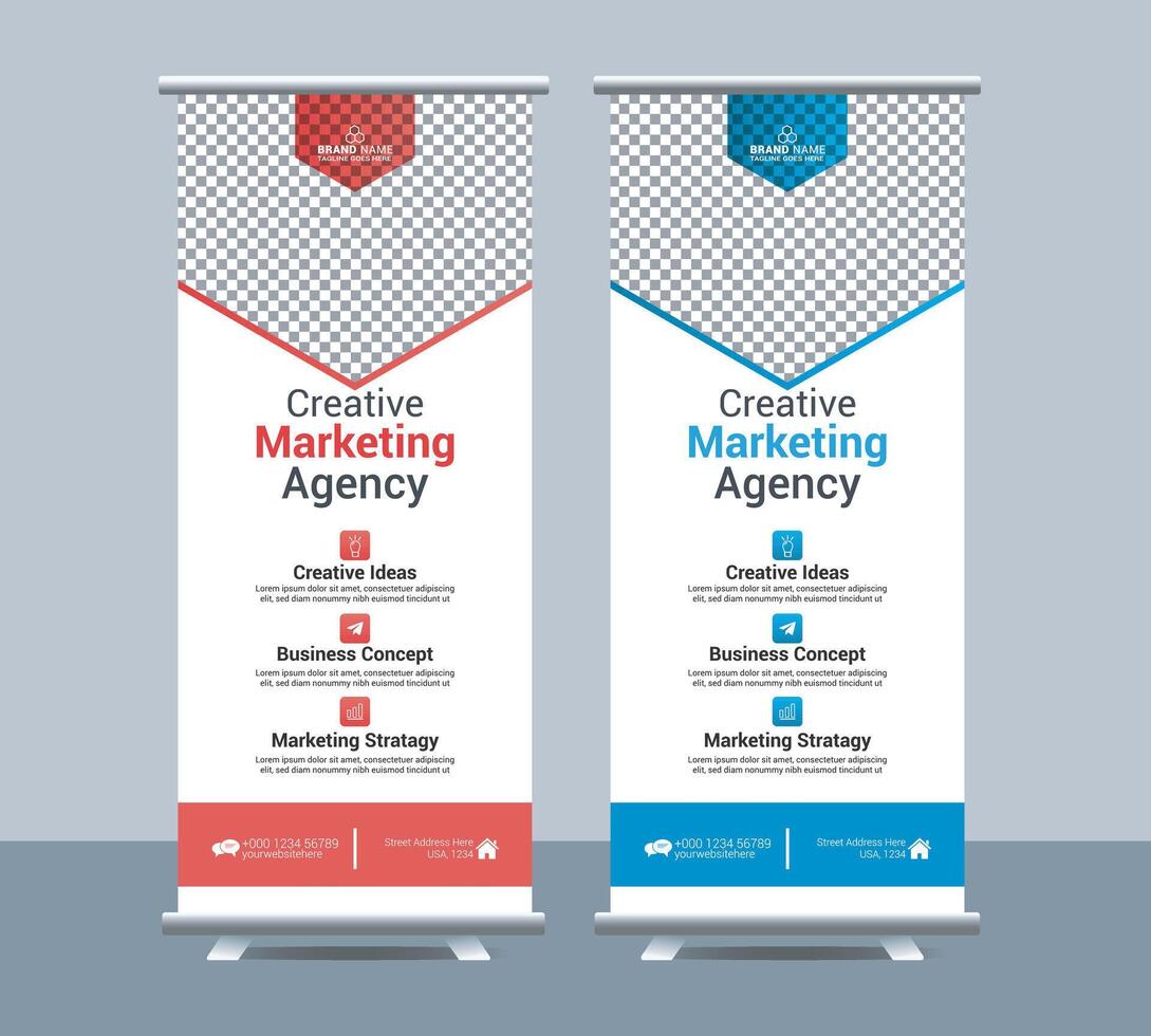 Business roll up display standee vector