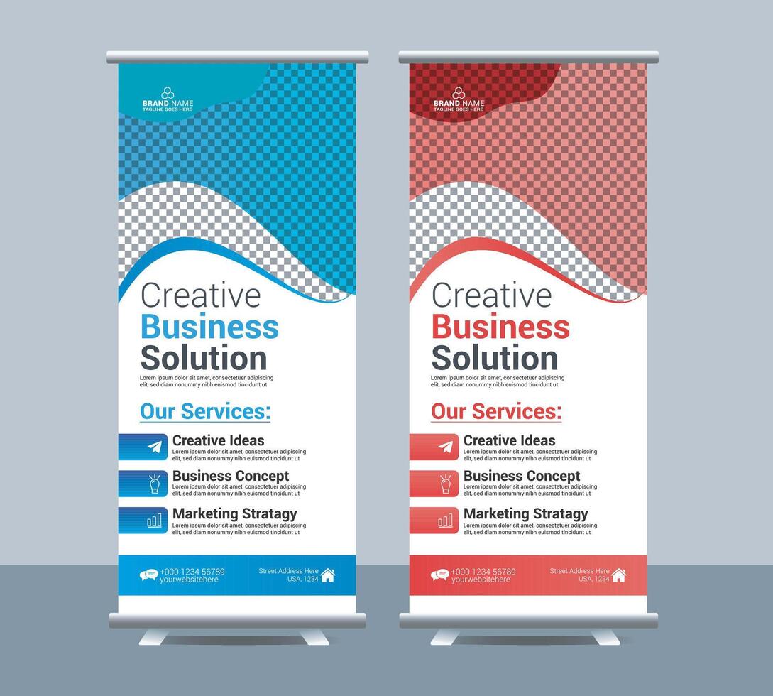 Business roll up display standee for presentation purpose templae vector