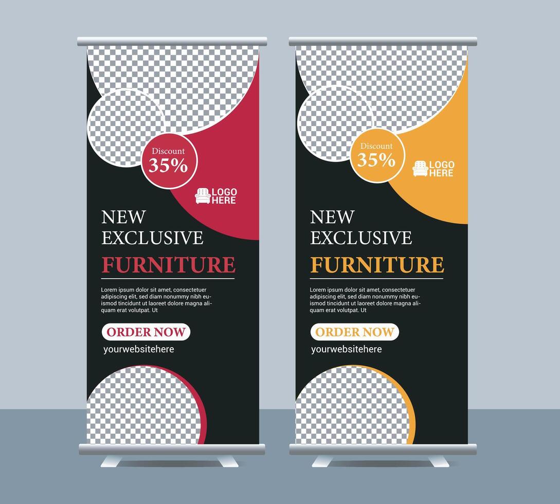 Furniture roll up display standee vector