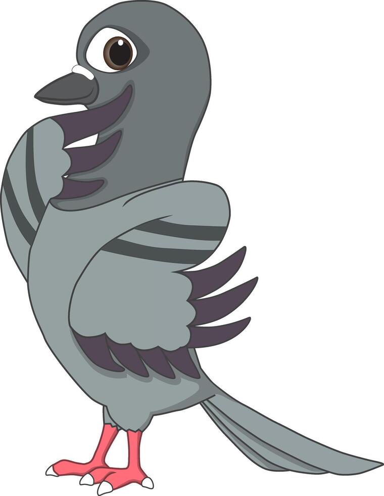 Cartoon of a funny pigeon thinking vector