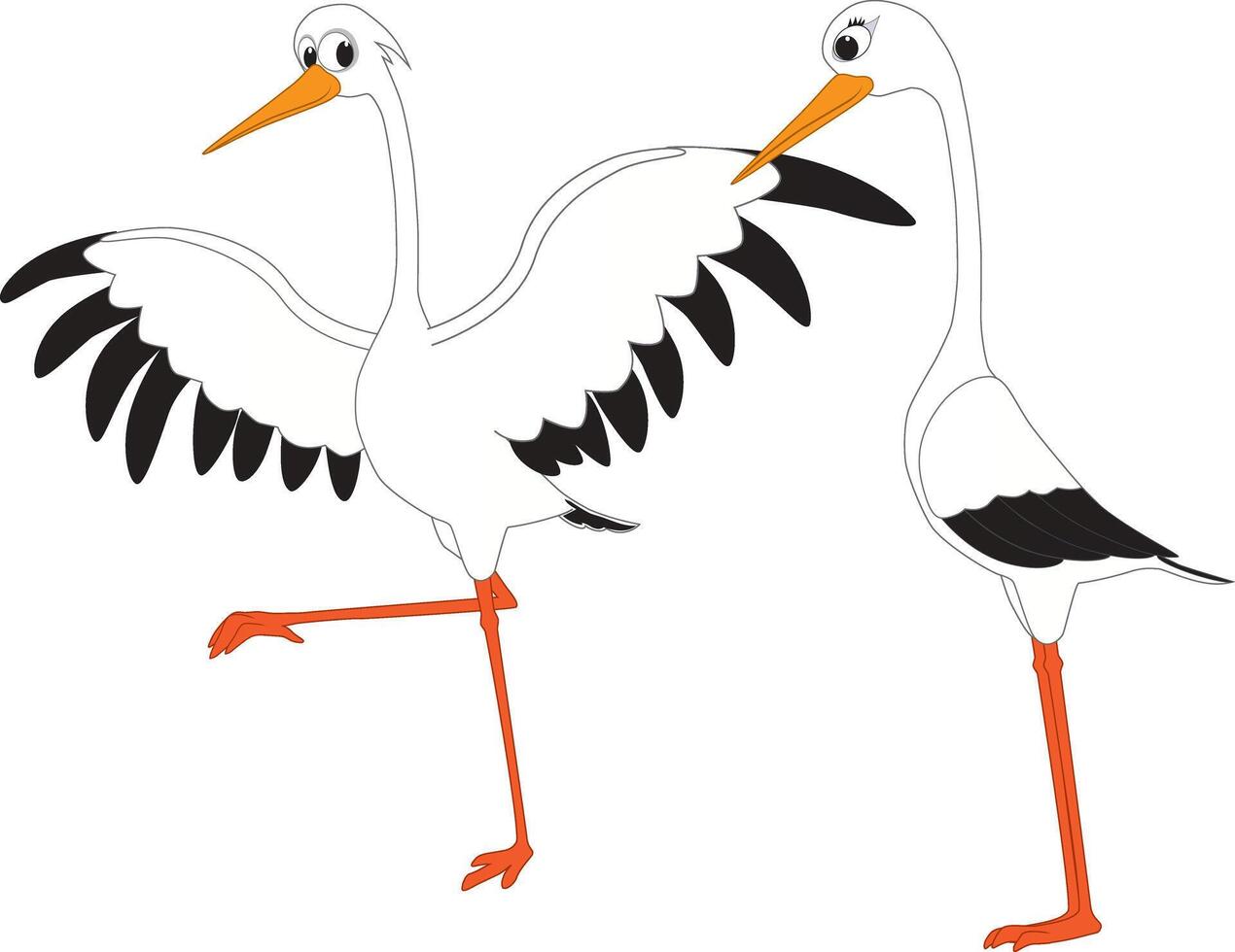 Cartoon of a funny pair of storks vector