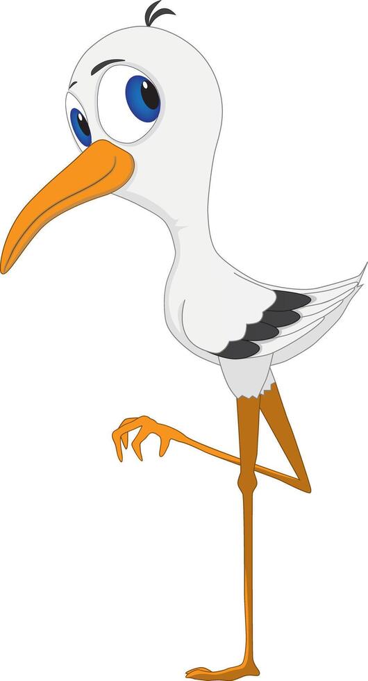 Cartoon of a funny little stork vector