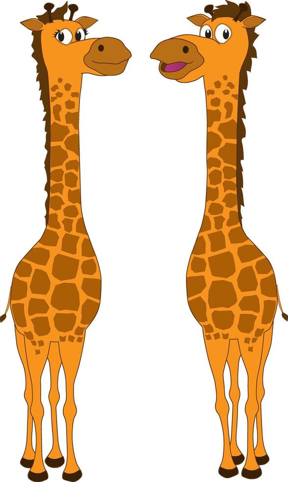 A cartoon of a friendly pair of giraffes vector