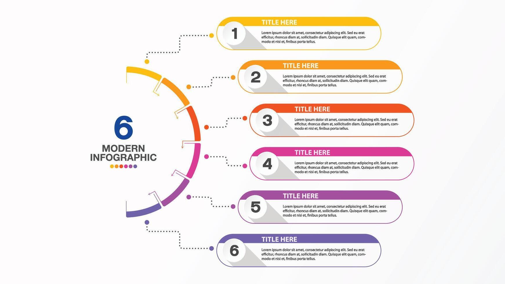 Half circle 6 process, Infographic for presentation vector