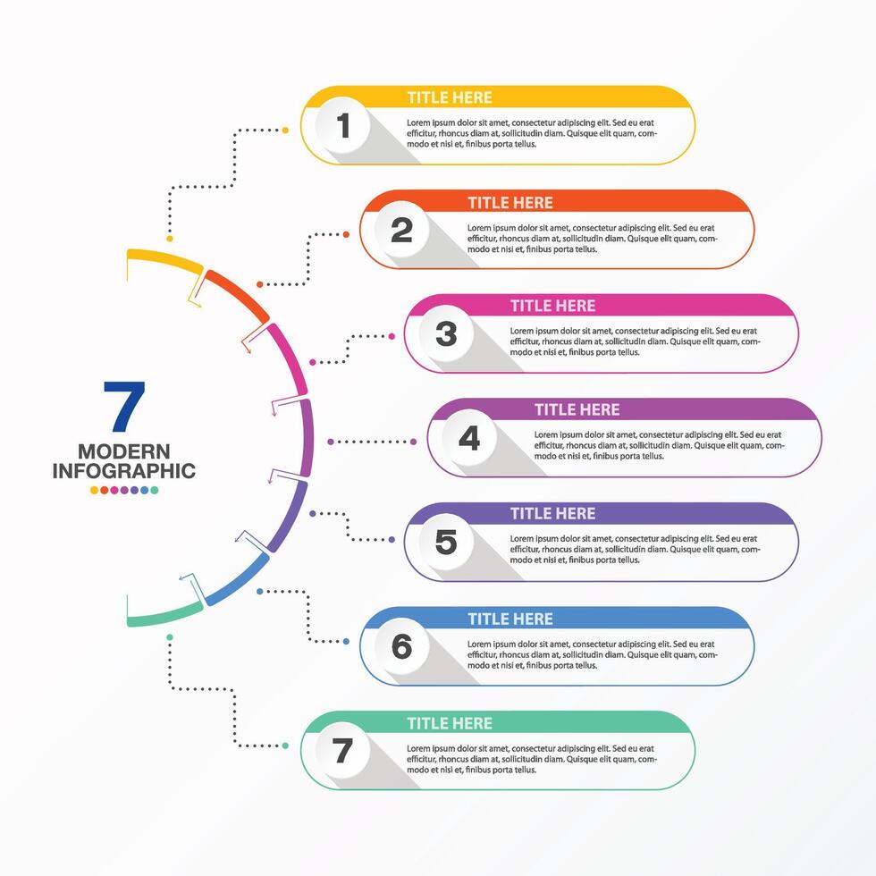 Half circle 7 process, Infographic for presentation vector