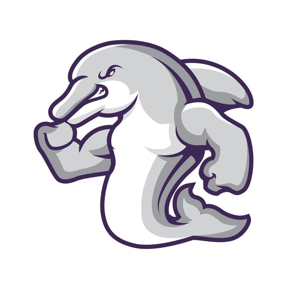 Empowering Dolphin Mascot Design for Strength vector