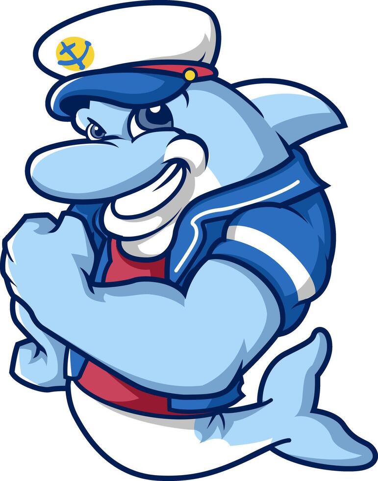 Swimming with Pride Navy Dolphin Mascot Design vector