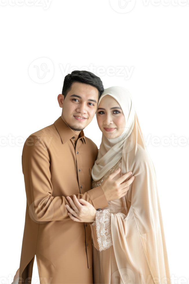 A young couple in a traditional muslim outfit png