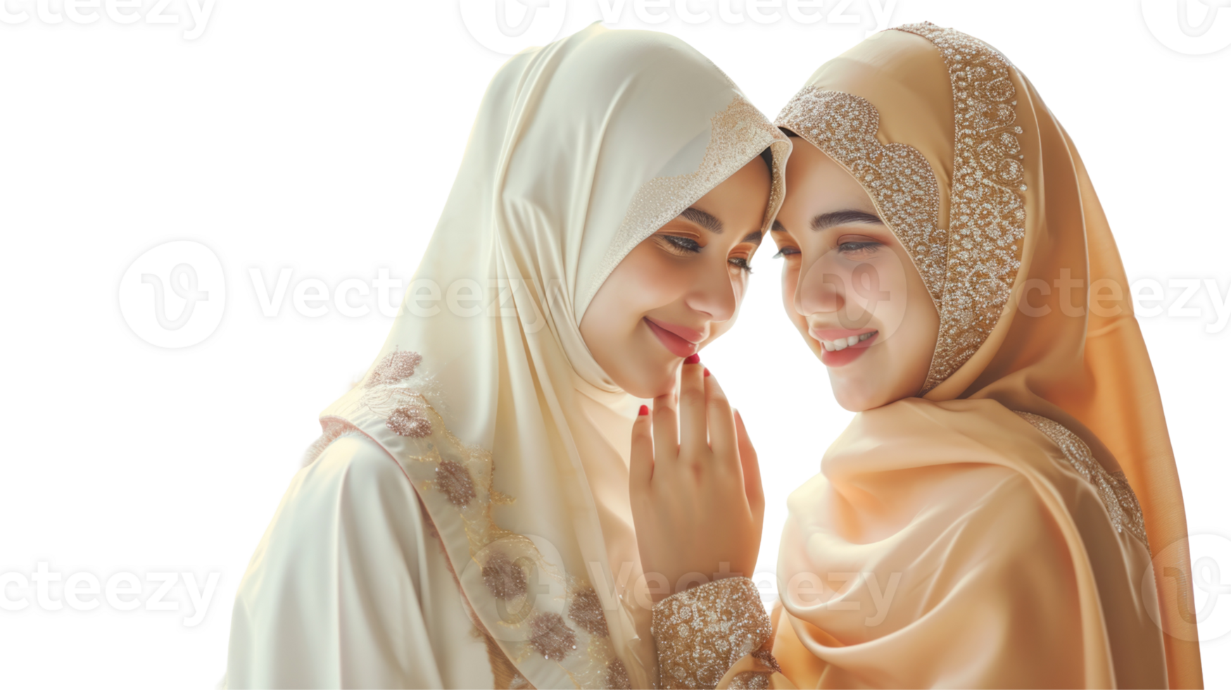 Two women in traditional clothing are posing for the camera png
