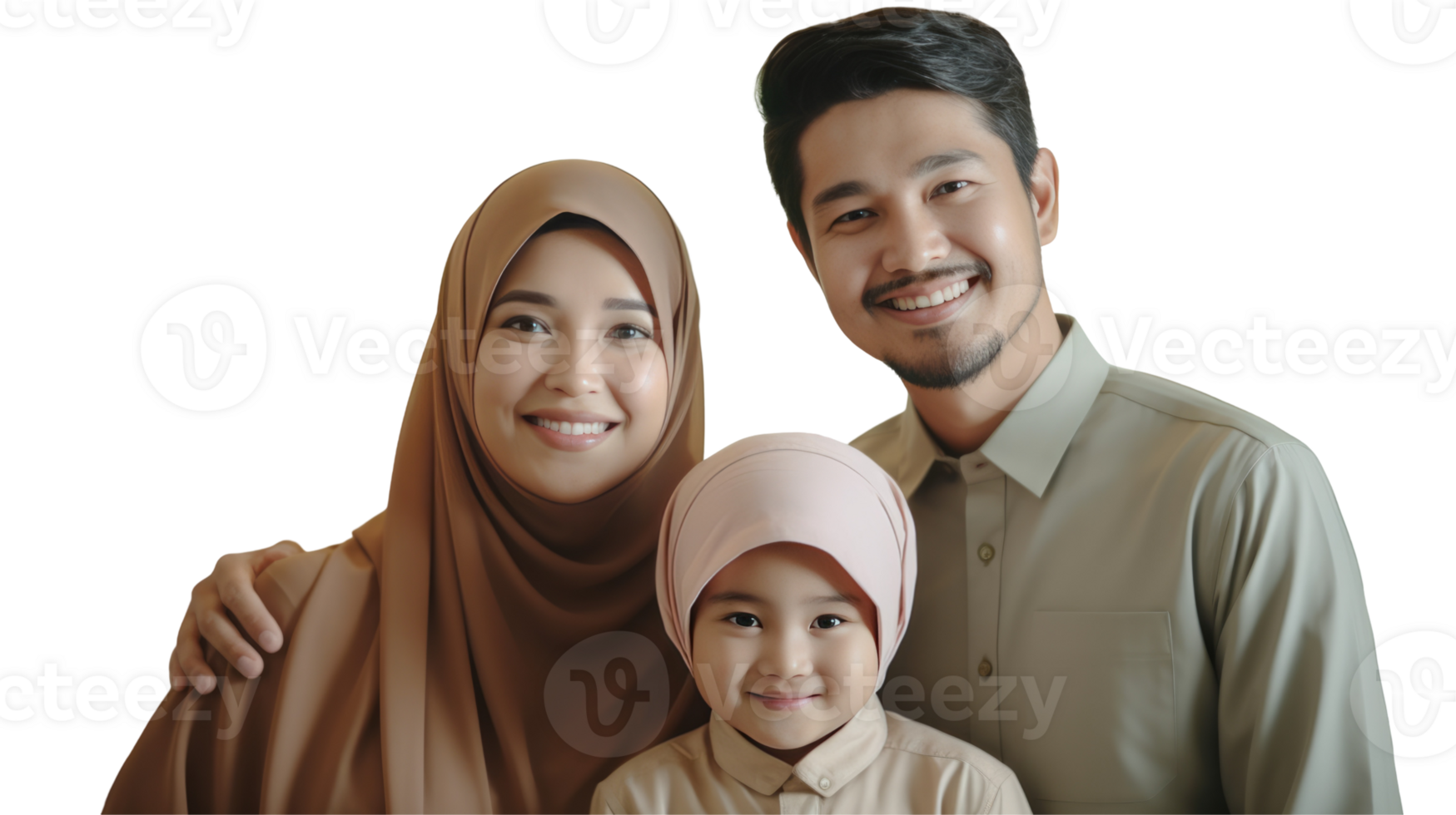A family posing for a photo in a hijab png