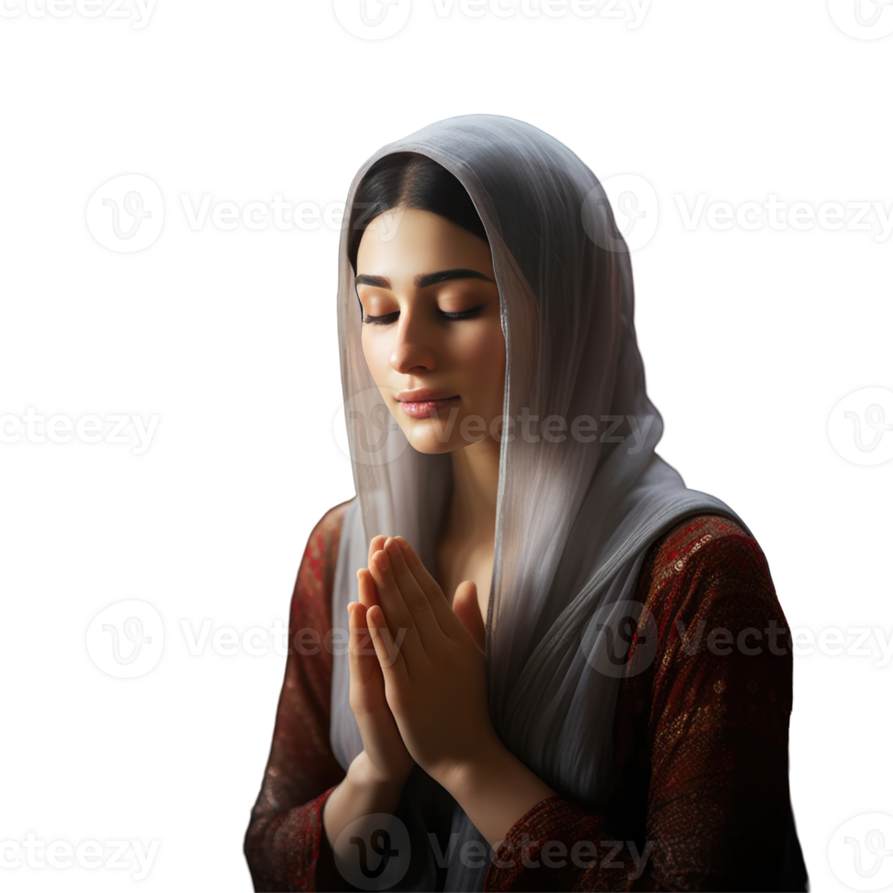 A woman in a hijab is praying png