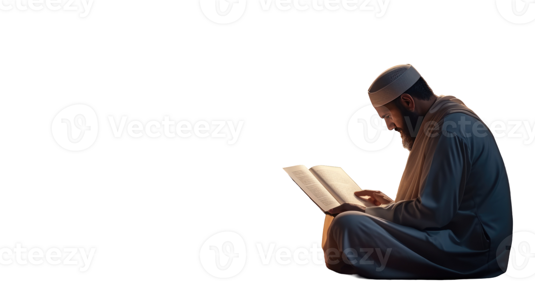 A muslim man is reading the quran png
