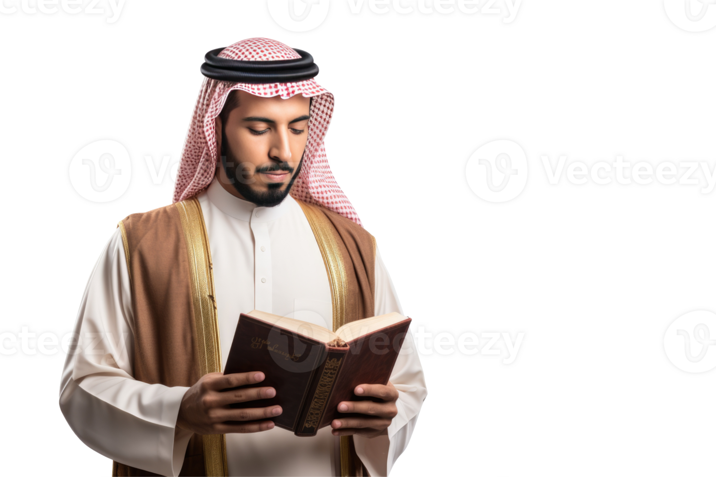 Arab man reading the holy book png