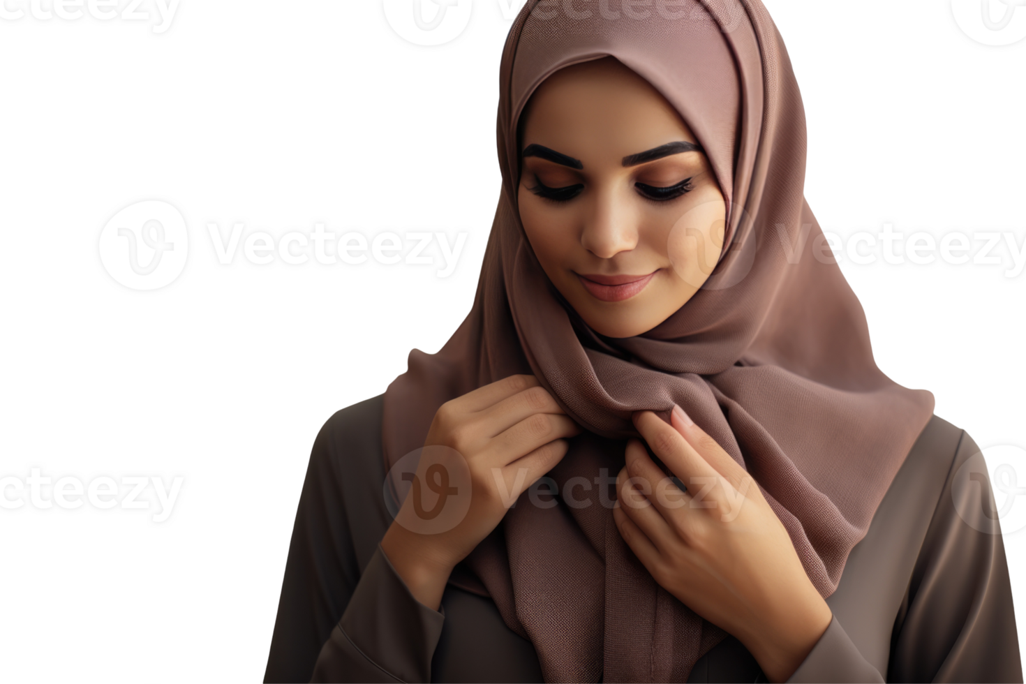 A beautiful woman in a hijab is wearing a scarf png