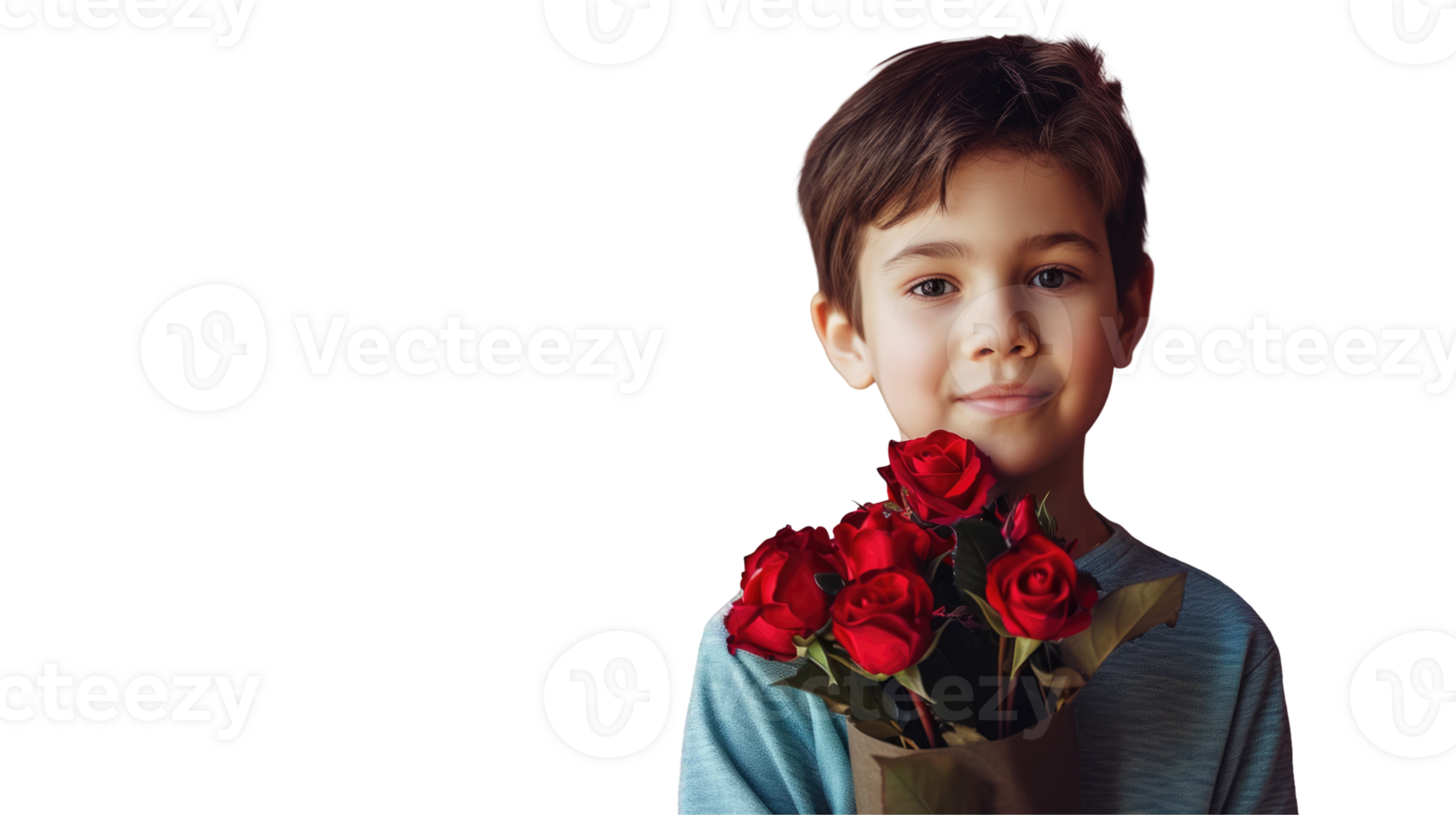 A boy holding a bouquet of roses png