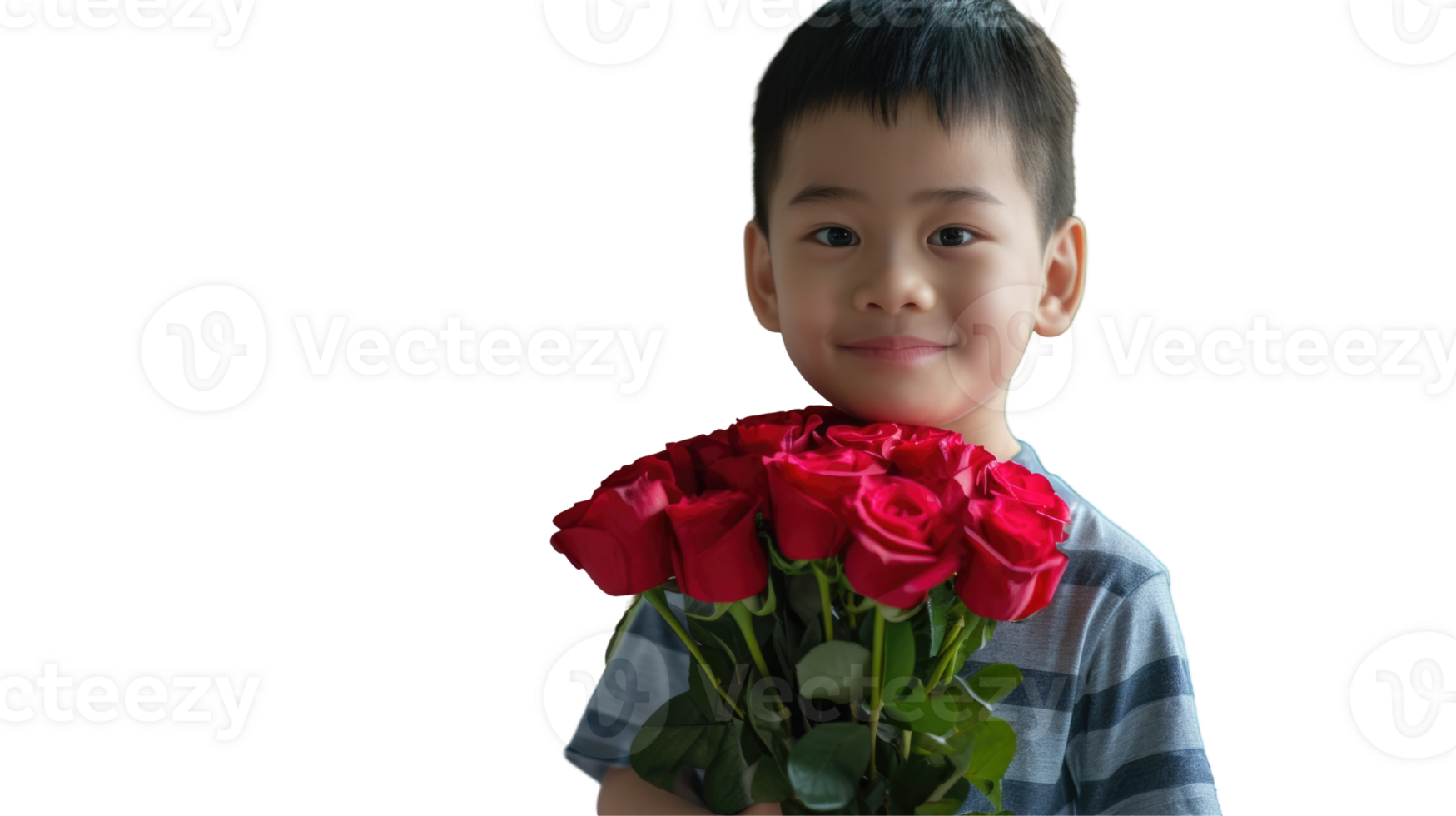 A boy holding a bunch of roses png