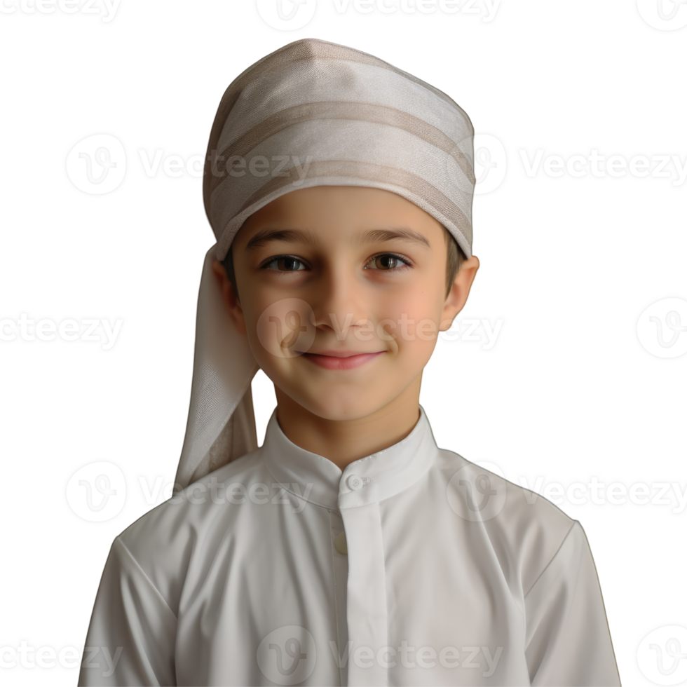 A young boy in a white shirt and turban png