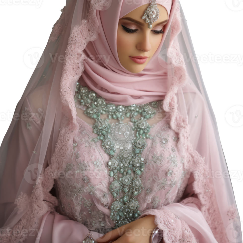 A beautiful muslim woman in pink hijab png