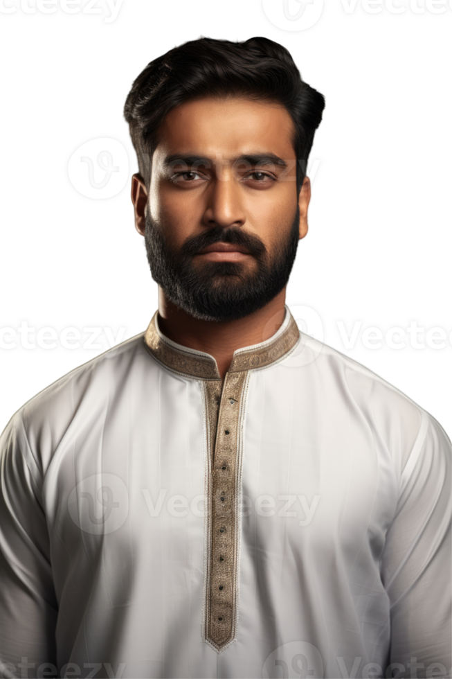 An indian man in white shirt and beard png