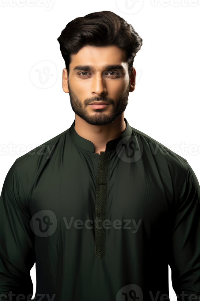 A man in a green kurta png