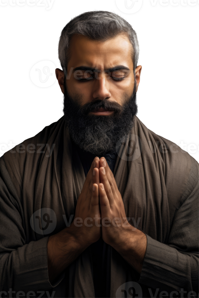 A man with a beard and a beard is praying png