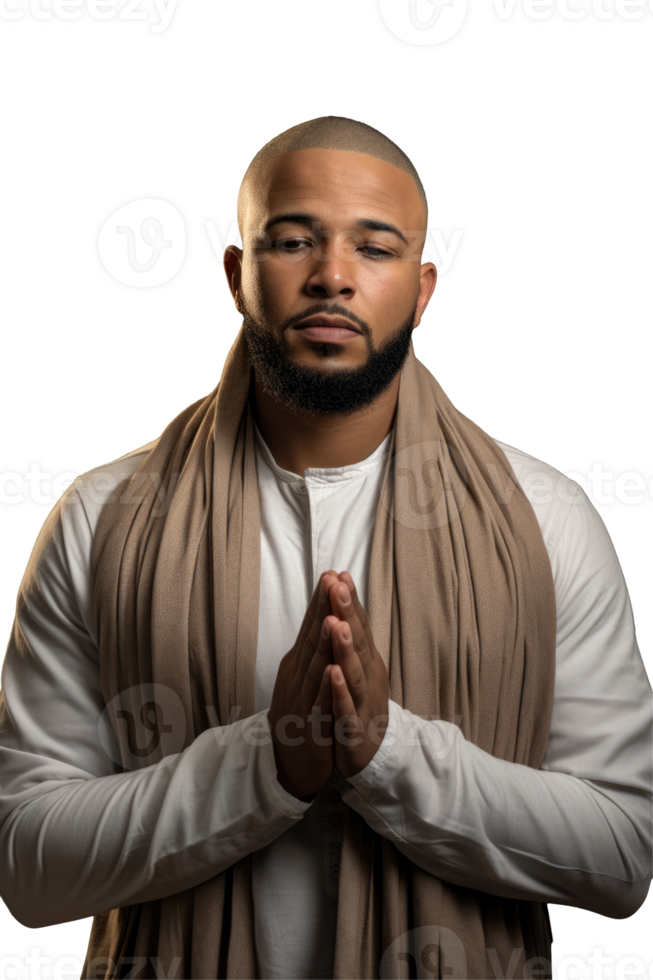 A man with a beard and a scarf is praying png
