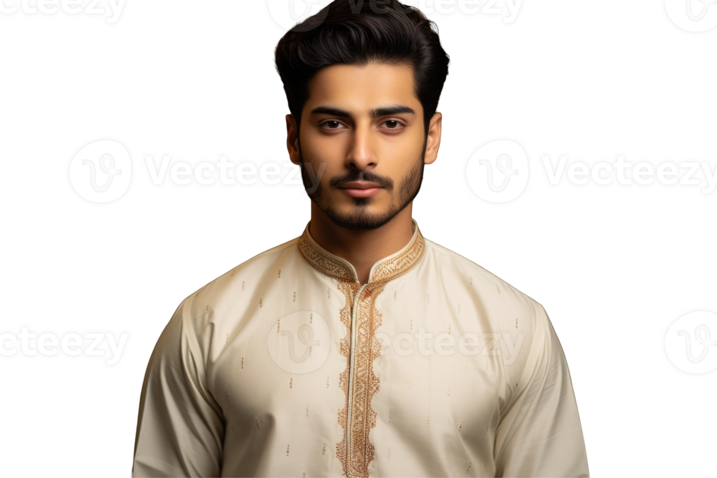 A man in a cream colored kurta png