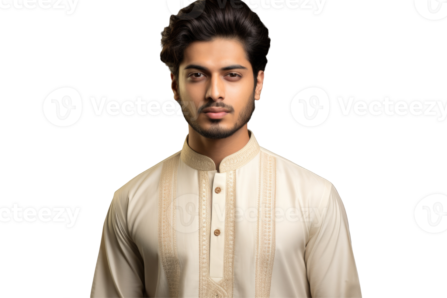 A man in a cream colored kurta png