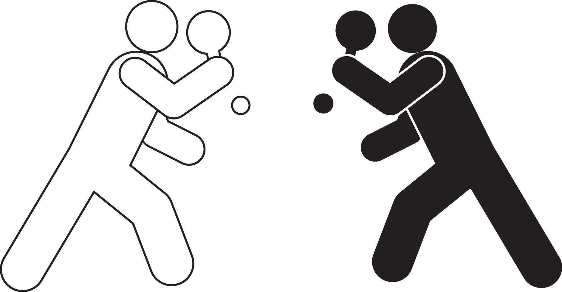 table tennis player icon set vector