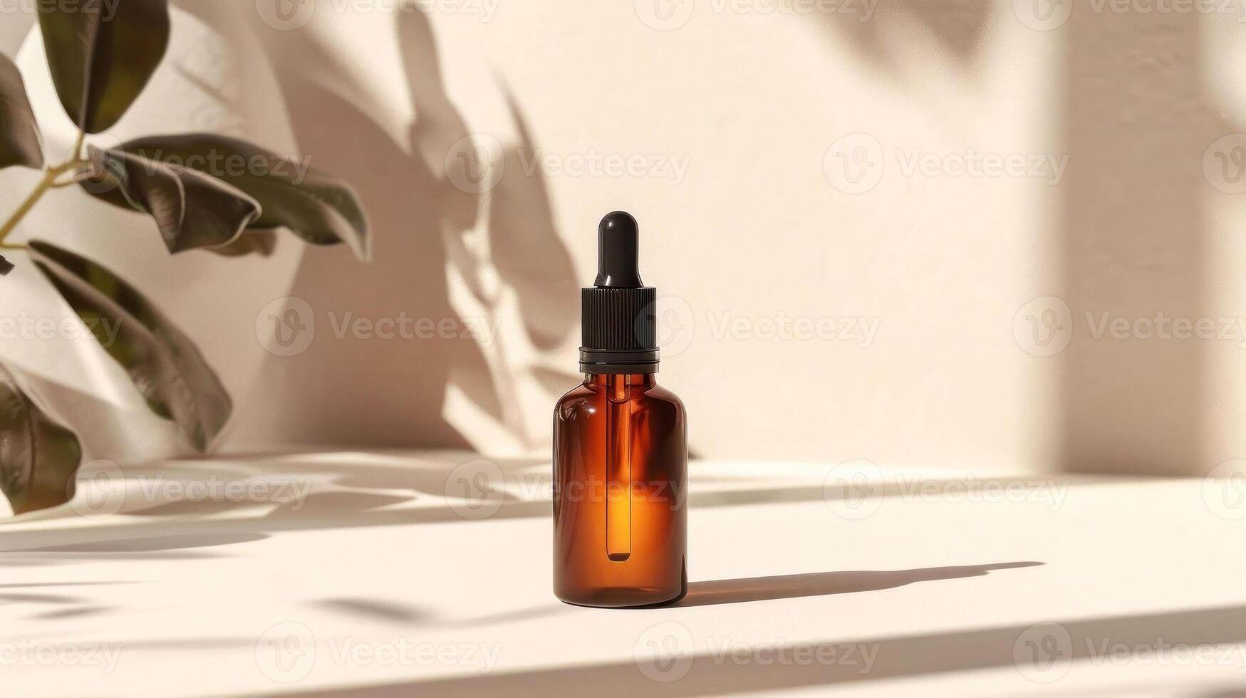 Elevate your skincare routine with this aesthetic dropper bottle staged against serene, sunlit shadows photo