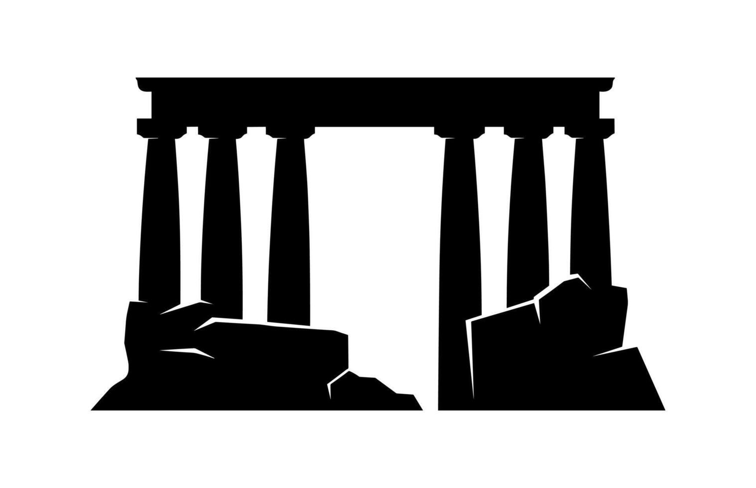 Ancient Ruins Black Silhouette Clipart isolated on white background vector
