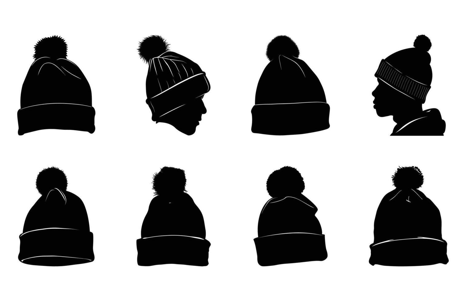 Winter Beanie Silhouette Bundle vector