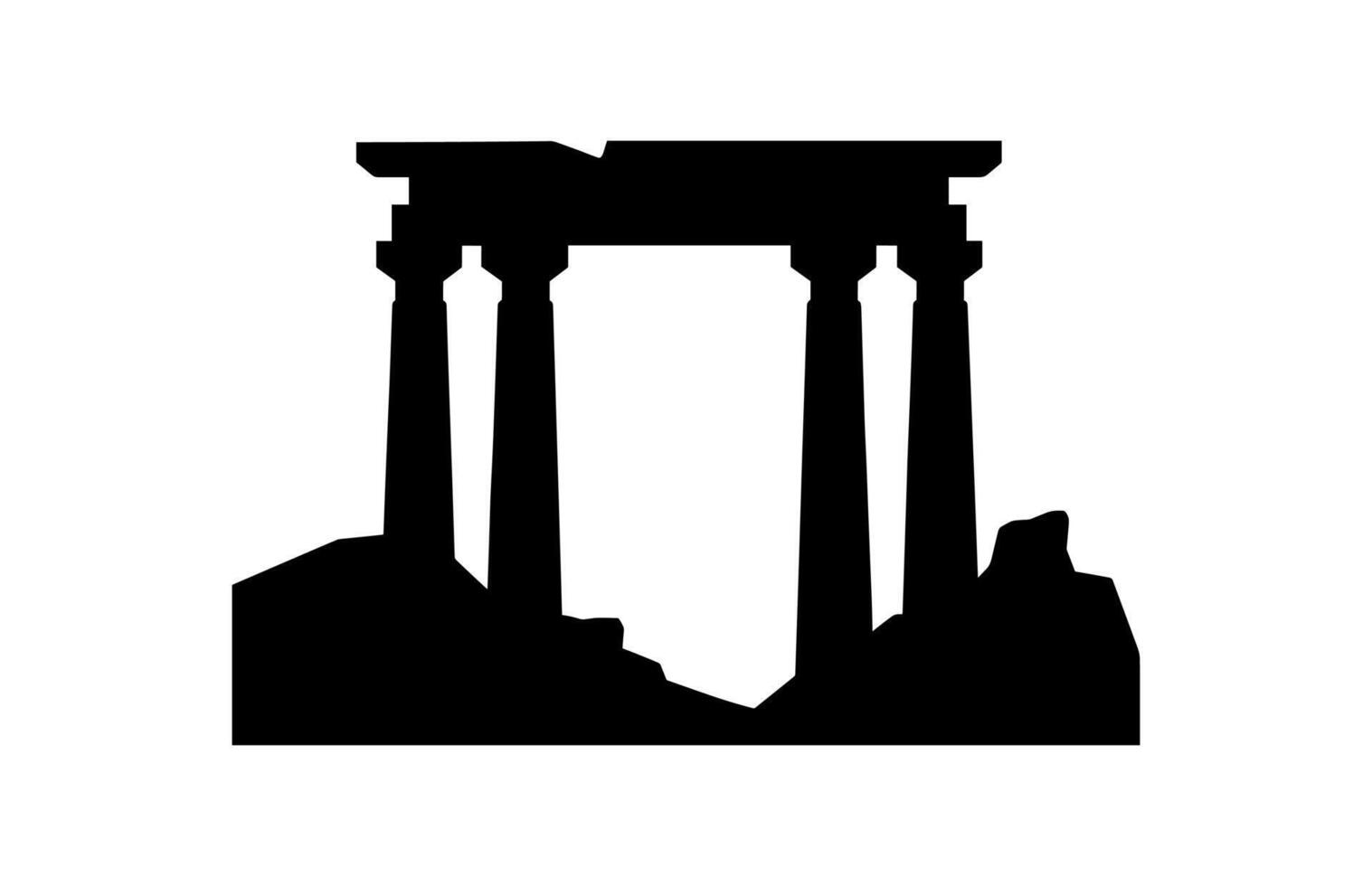Ancient Ruins Silhouette Clipart isolated on a white background vector