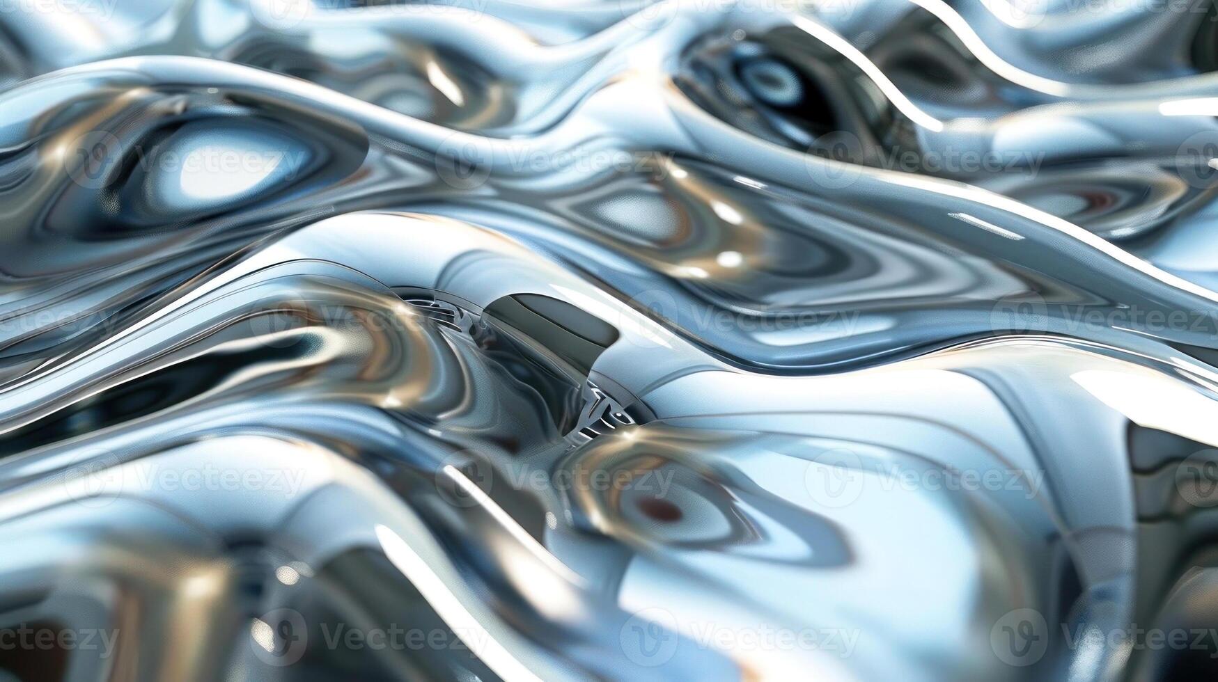 Experience an enchanting flow of liquid metal waves, blending surreal elegance and futuristic design photo