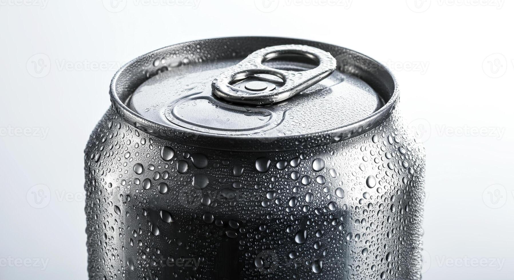Chilled and refreshing, this close-up of a frosty can captures the essence of pure refreshment photo