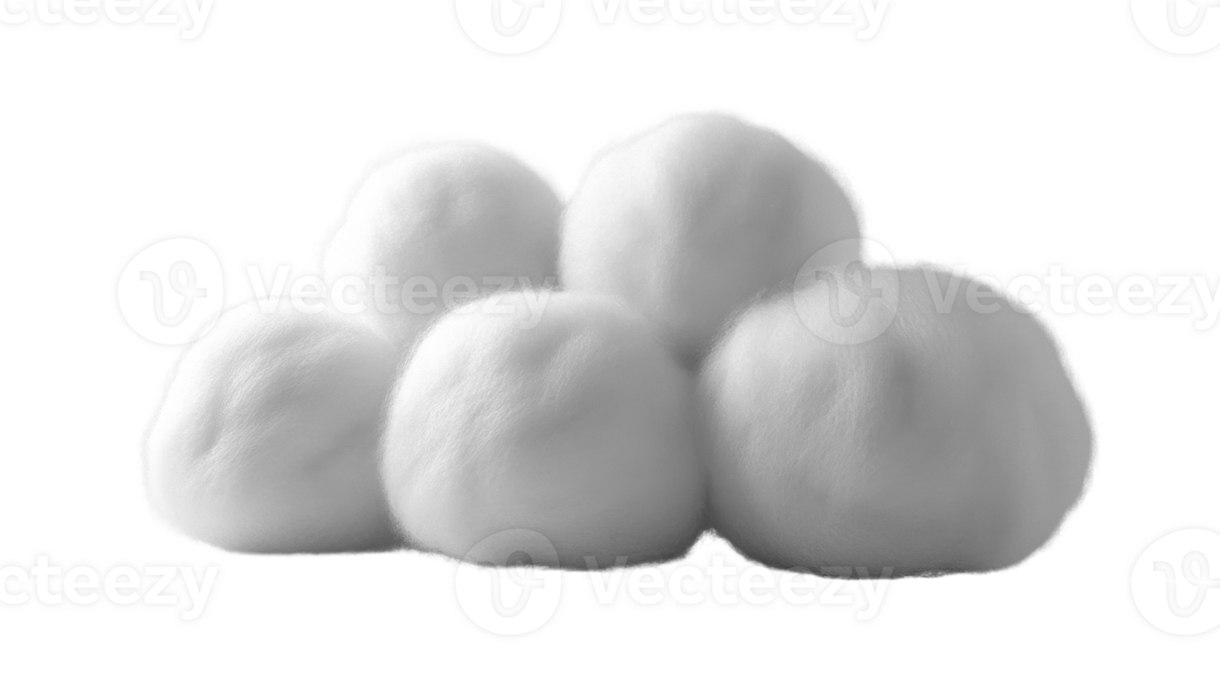 Fluffy white cotton balls arranged in cluster, resembling clouds png