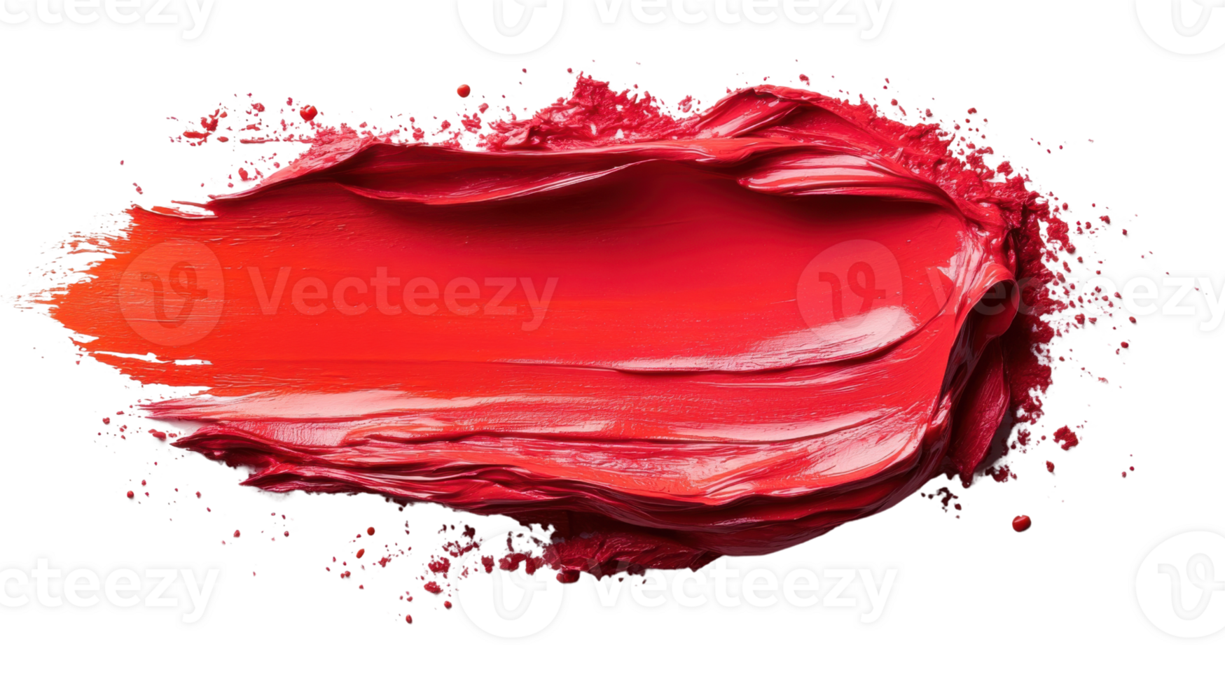 Bright red paint smear with texture and splatter effects, showcasing vibrant color and artistic expression png