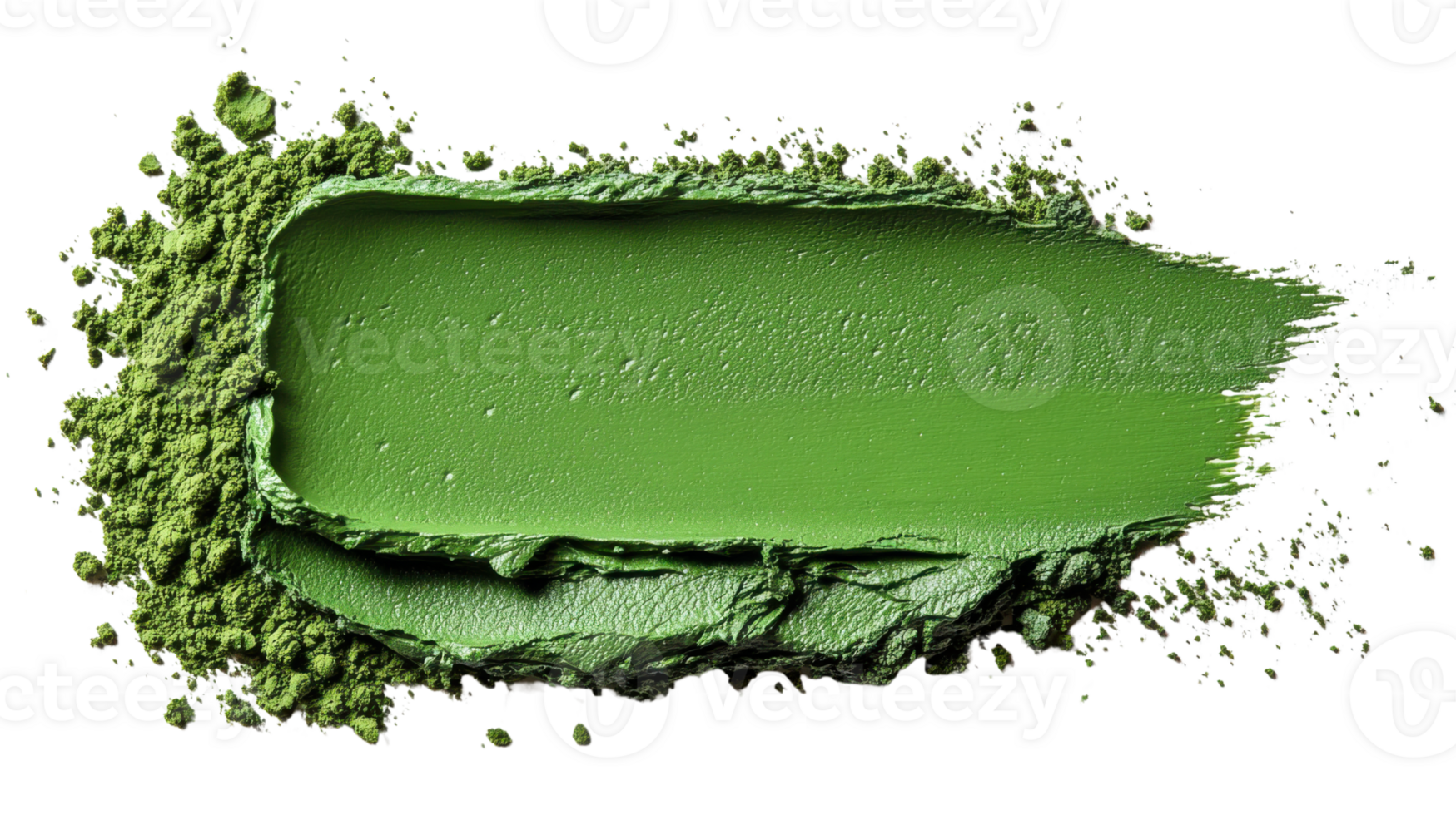 Green paint stroke with texture and splatter, ideal for design projects png