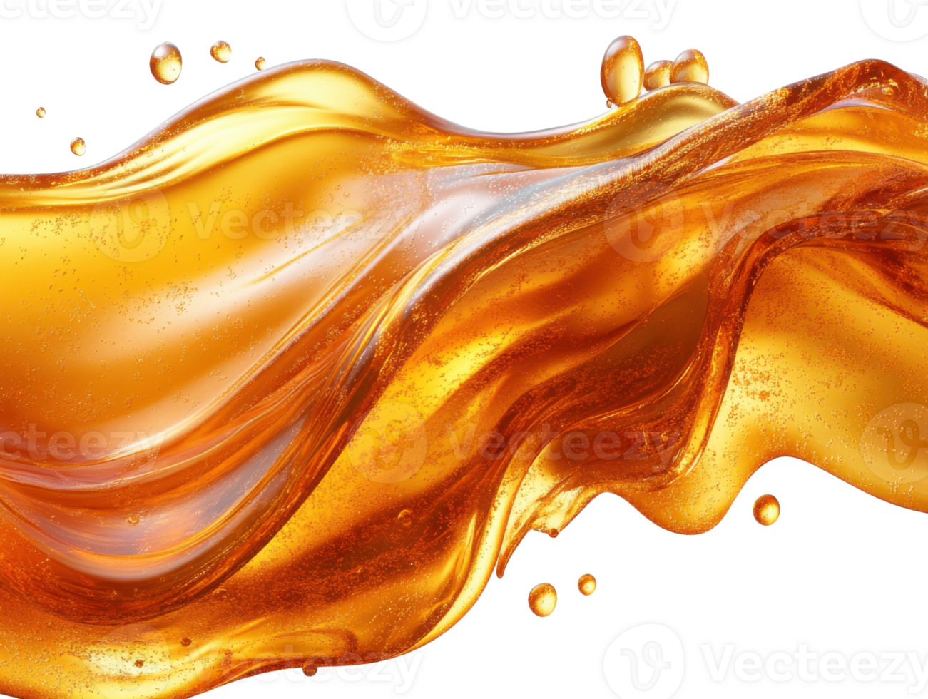 Golden liquid wave with bubbles, creating dynamic and vibrant effect png