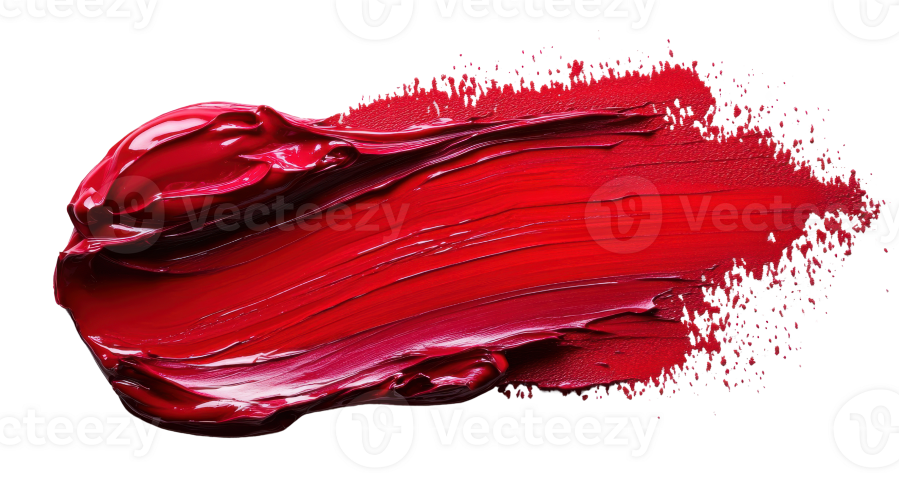 Red paint stroke on transparency background, vibrant and artistic expression png