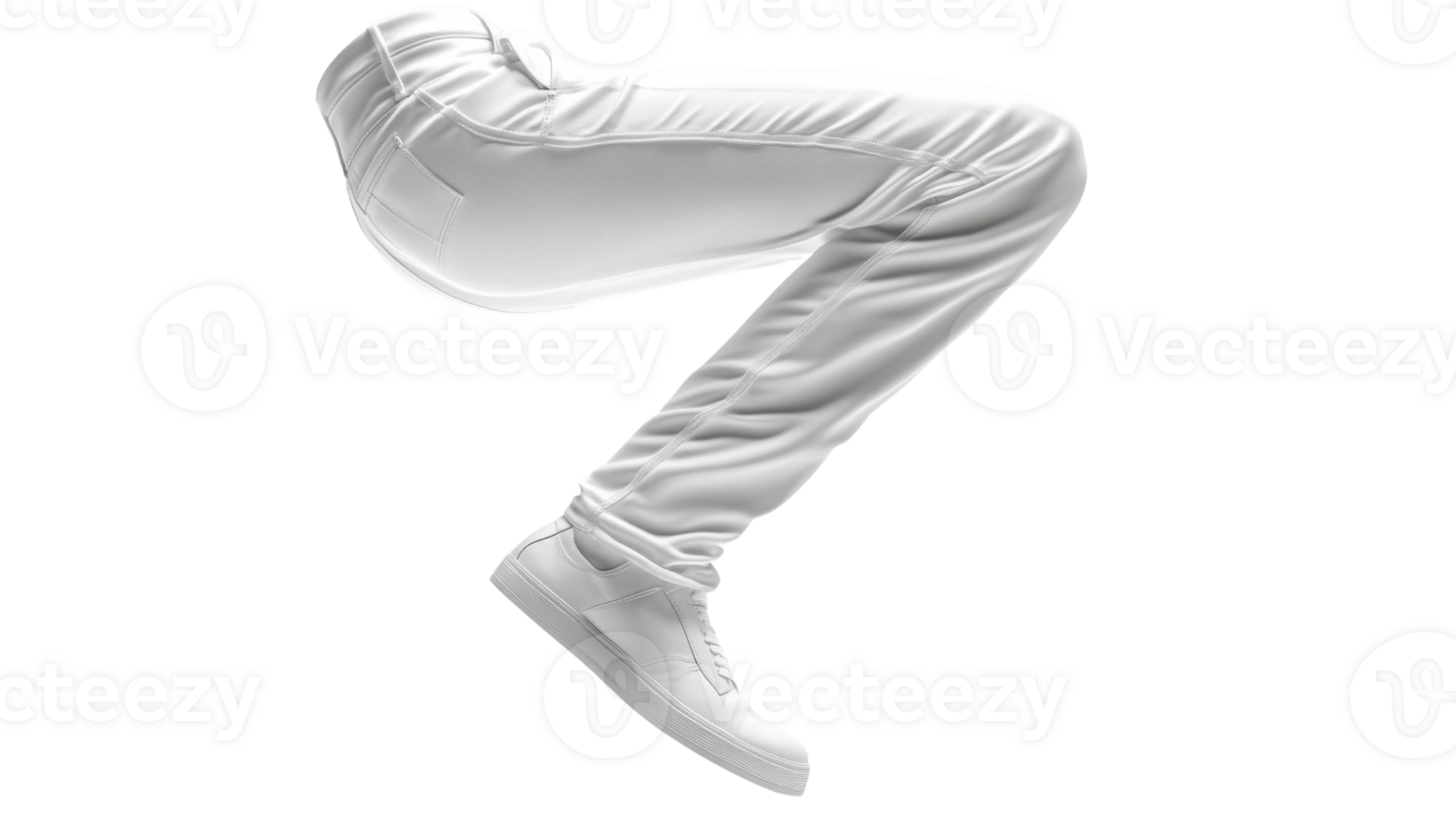 pair of white pants and shoes in dynamic pose, showcasing style and movement png