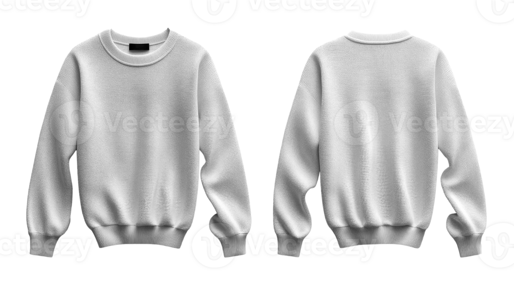 Blank White sweatshirt with long sleeves, front and back view, casual wear png