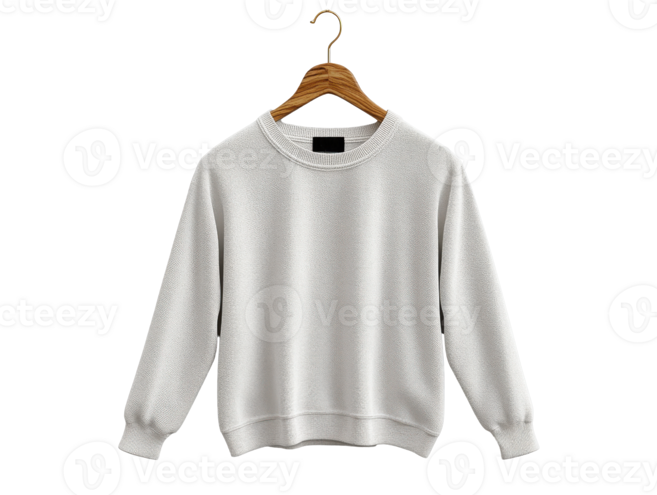 cozy white sweatshirt hanging on wooden hanger, perfect for casual wear png
