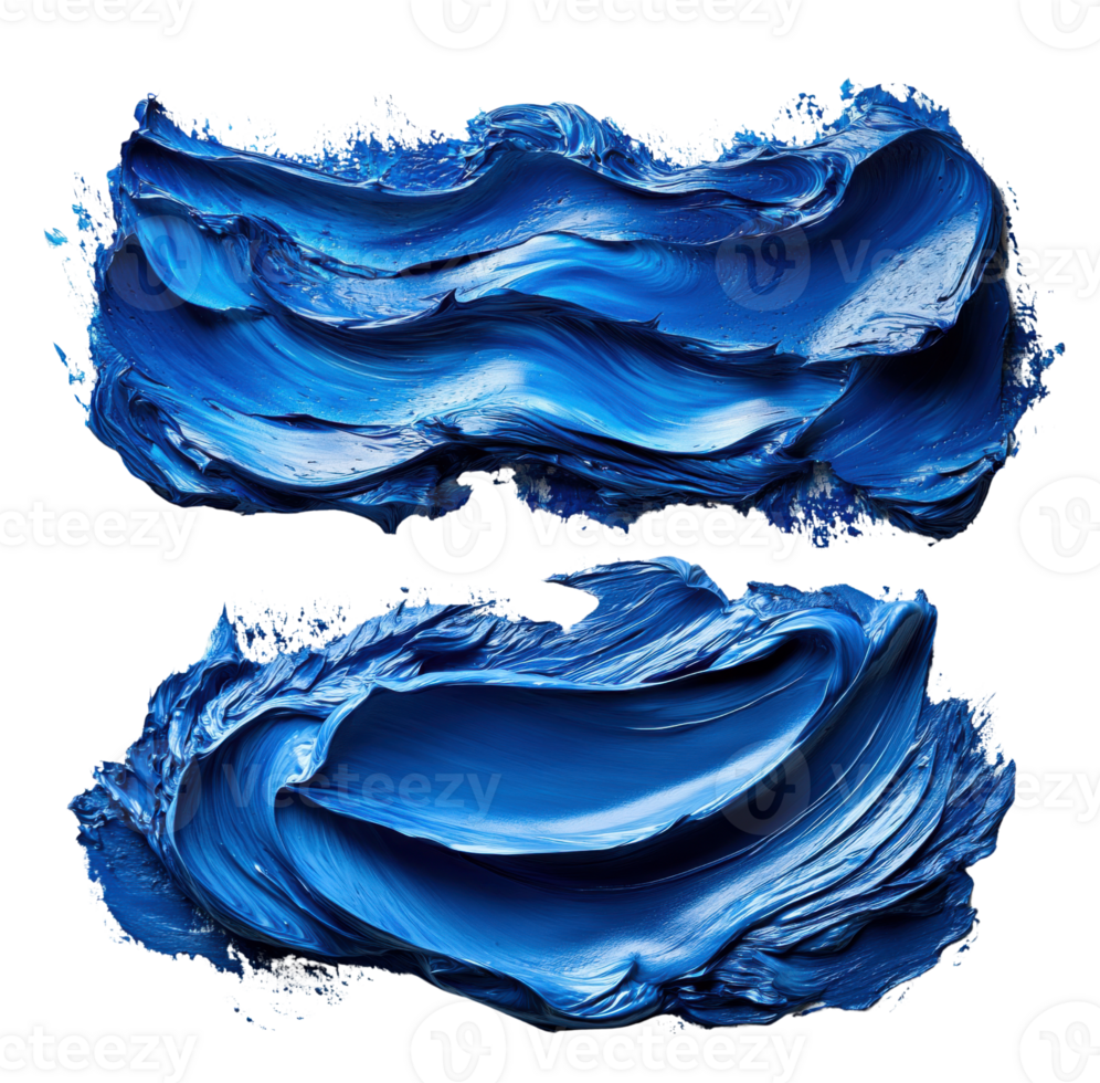 Vibrant blue paint strokes create dynamic and artistic composition png