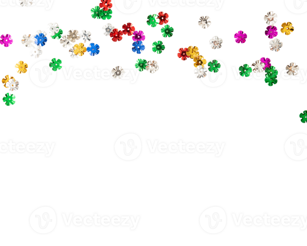 Colorful flower shapes scattered on transparency background create vibrant and playful atmosphere png