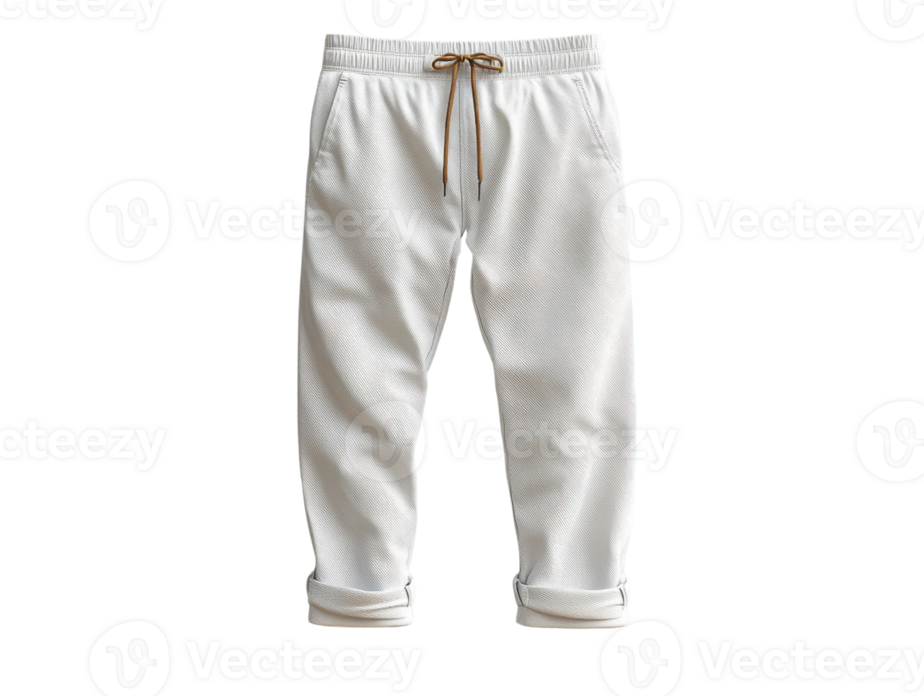Comfortable white jogger pants with drawstring waist and rolled cuffs. Perfect for casual wear or lounging png