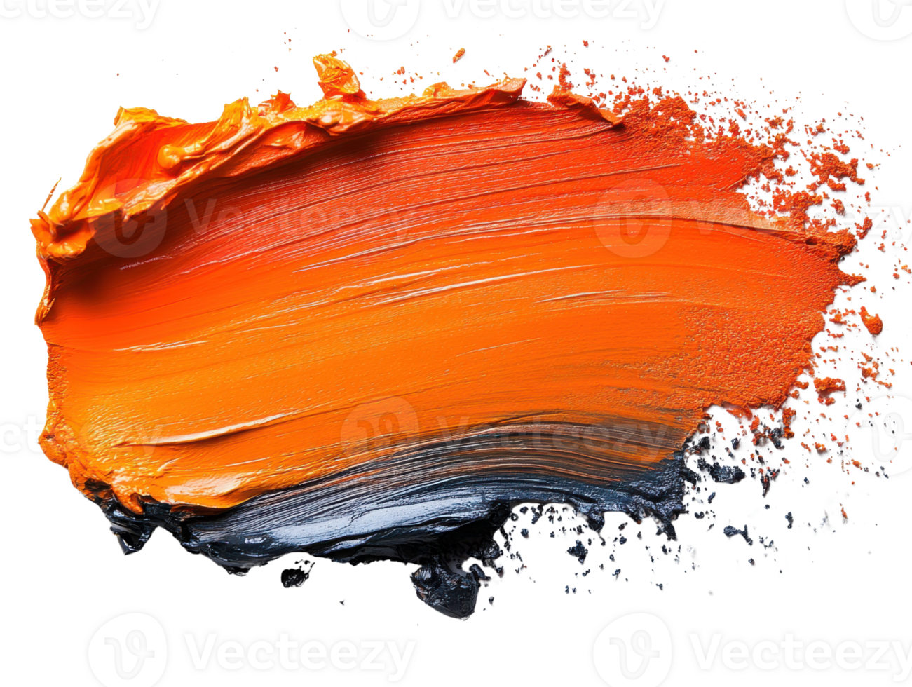 Bright orange paint stroke with texture and depth, ideal for creative projects png