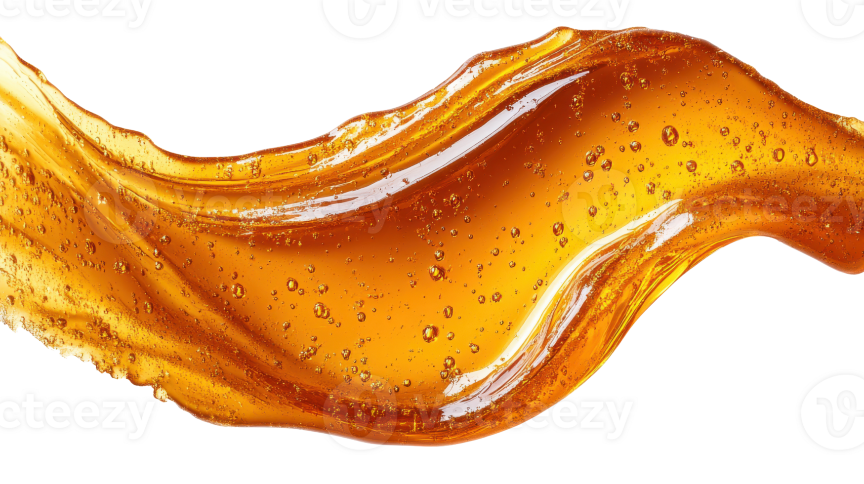 Smooth golden liquid with bubbles flowing gracefully png
