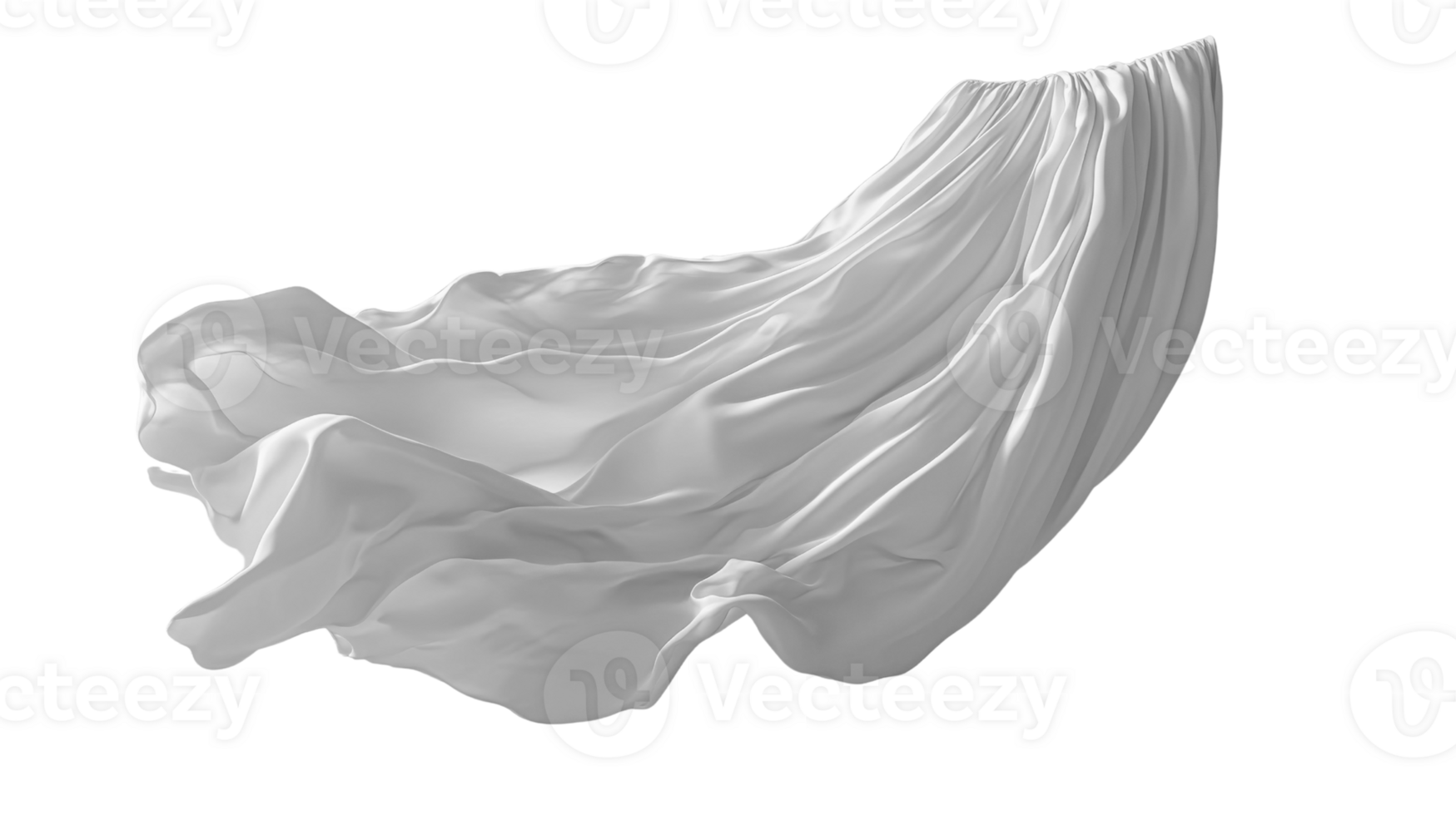 flowing white fabric drapes elegantly, creating soft and airy appearance. texture and movement evoke sense of lightness and png